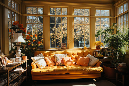 阳光照耀下的沙发高清图片