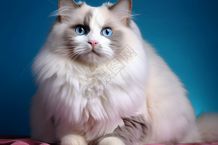 蓝色毛发蓝色眼睛的猫咪背景