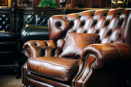 古典风格的皮质沙发背景图片
