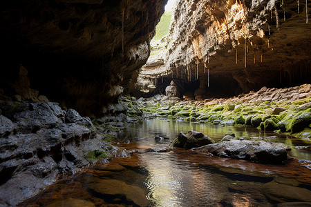 岩溶形成洞穴之光背景