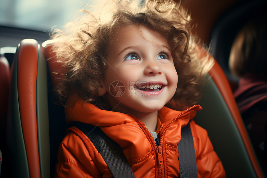 开心坐车的孩子图片