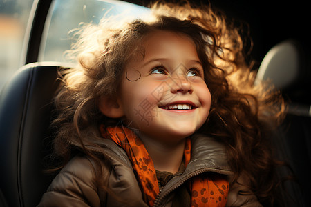 汽车内坐着的小女孩背景图片