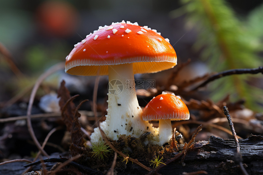 户外生长的美丽蘑菇图片