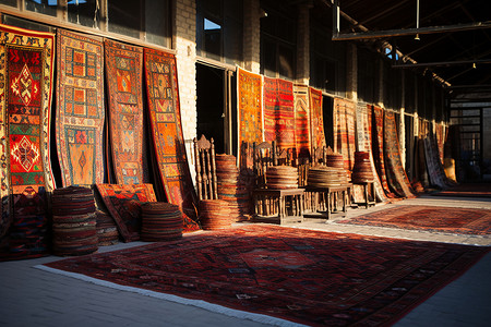 工业展览毯子的艺术品展览背景