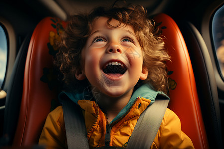 车里开心大笑的男孩背景图片