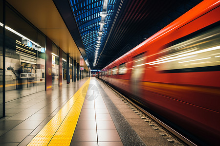 地铁站里疾驰的地铁背景图片