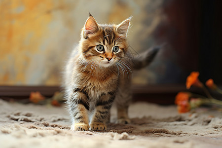 站在梯子上的小猫站在地毯上的小猫背景