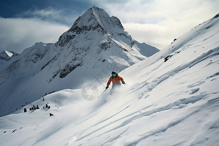 危险的冬季高山滑雪运动背景图片