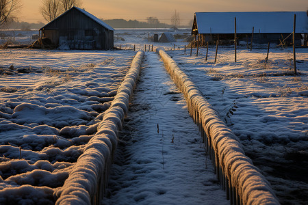 冬季雪后宁静的村庄背景图片