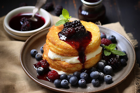 美味蓝莓松饼背景图片