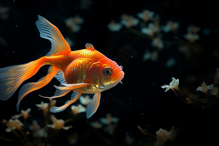 水中游动的金鱼背景图片