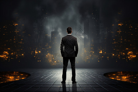 迷雾中的商务男子背景图片