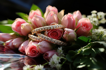 浪漫的结婚戒指背景图片