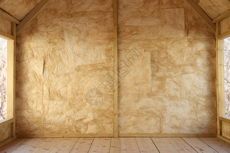 木质房间的隔热墙背景图片