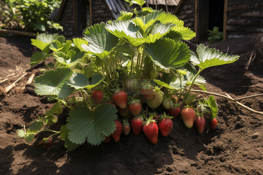 挂果的草莓苗图片