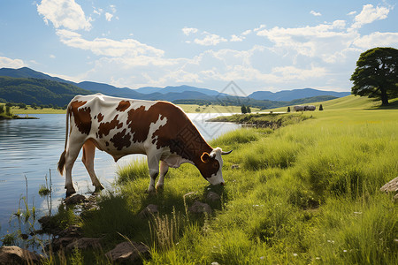 吃草的奶牛背景图片
