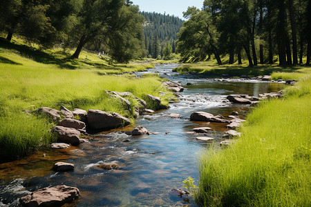 森林中的溪水背景图片