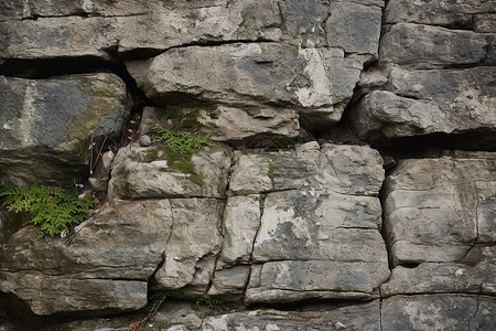 岩石峭壁上的裂缝高清图片