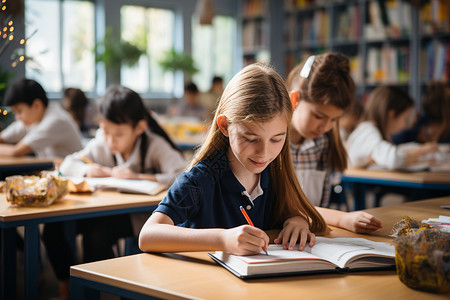 学生笔素材学校的学生在教室里上课背景