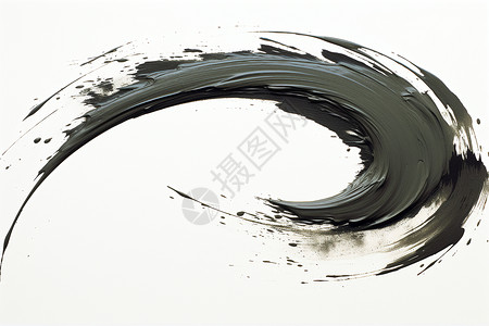 笔书法素材黑白之墨一幅具有抽象笔触及细腻绘画的黑白曲线作品插画
