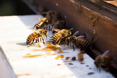 产蜜的蜜蜂养蜂蜜蜂蜡高清图片