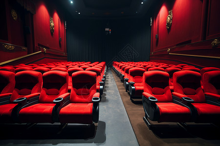 影厅一排红色座椅背景