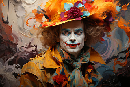 花朵帽子的小丑男性背景图片
