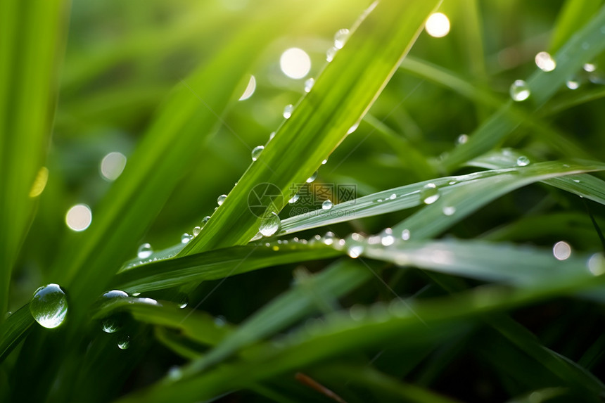 绿草上的雨滴图片