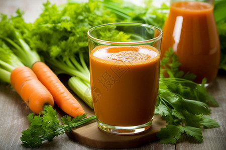 健康美味的胡萝卜汁背景图片
