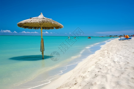 沙滩上海滩伞背景图片