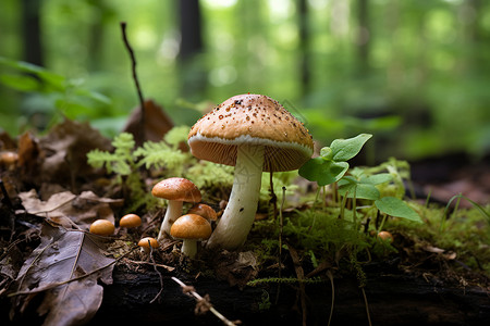 苔藓与蘑菇湿地里的蘑菇背景