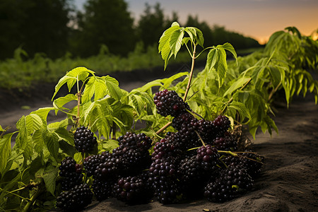 接骨木莓成熟的紫色果实背景