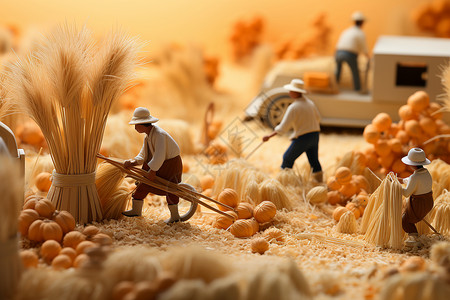 农民在田野里劳作背景图片