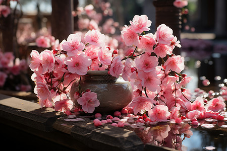 盛开的粉红花瓣背景图片