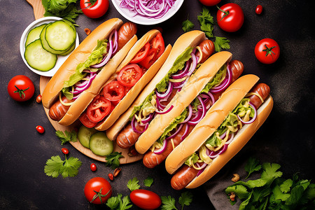 健康饮食的法式热狗背景图片