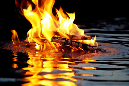 水中燃烧的火焰背景图片