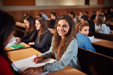 充满活力的女大学生背景图片