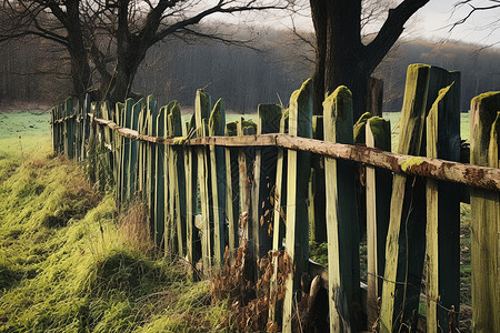 木质围栏田园风光中的木质篱笆背景