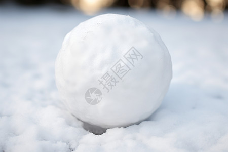地上玩耍雪地上巨大的雪球背景