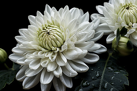白色花朵上的水滴背景图片