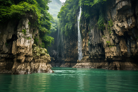 山水丛中的峡谷背景图片
