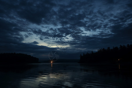傍晚户外的自然湖泊背景图片