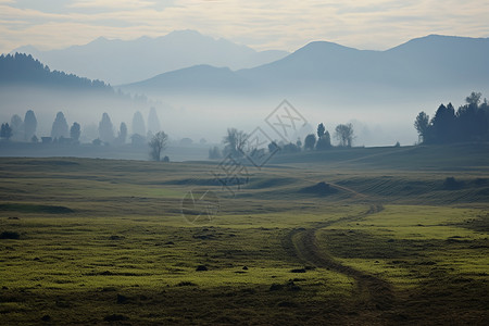 山野中的迷雾背景图片