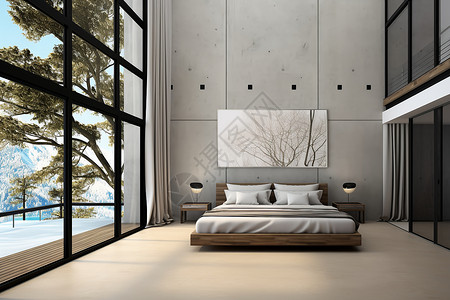 室内简洁温馨的卧室背景图片