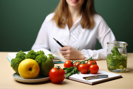 健康饮食蔬菜营养师搭配减肥食谱背景