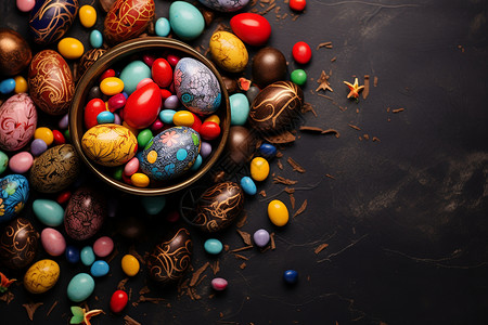 五彩斑斓的巧克力彩蛋背景图片