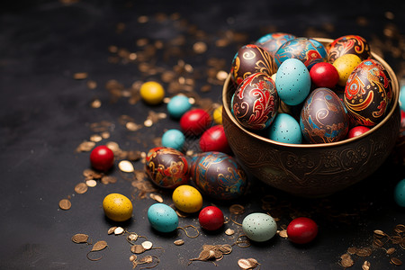 五彩斑斓的复活节彩蛋巧克力背景图片
