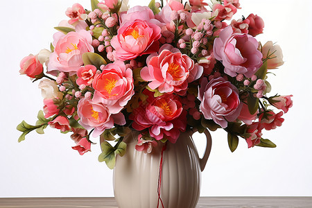 牡丹花装饰花瓶里的鲜花背景
