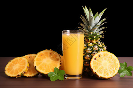 酸甜可口的菠萝与橙汁背景图片
