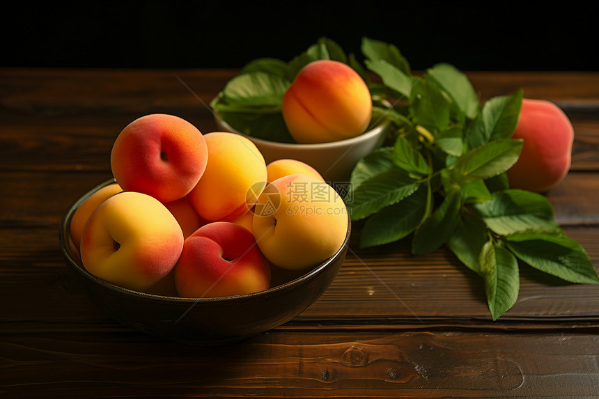 一碗成熟的桃子图片